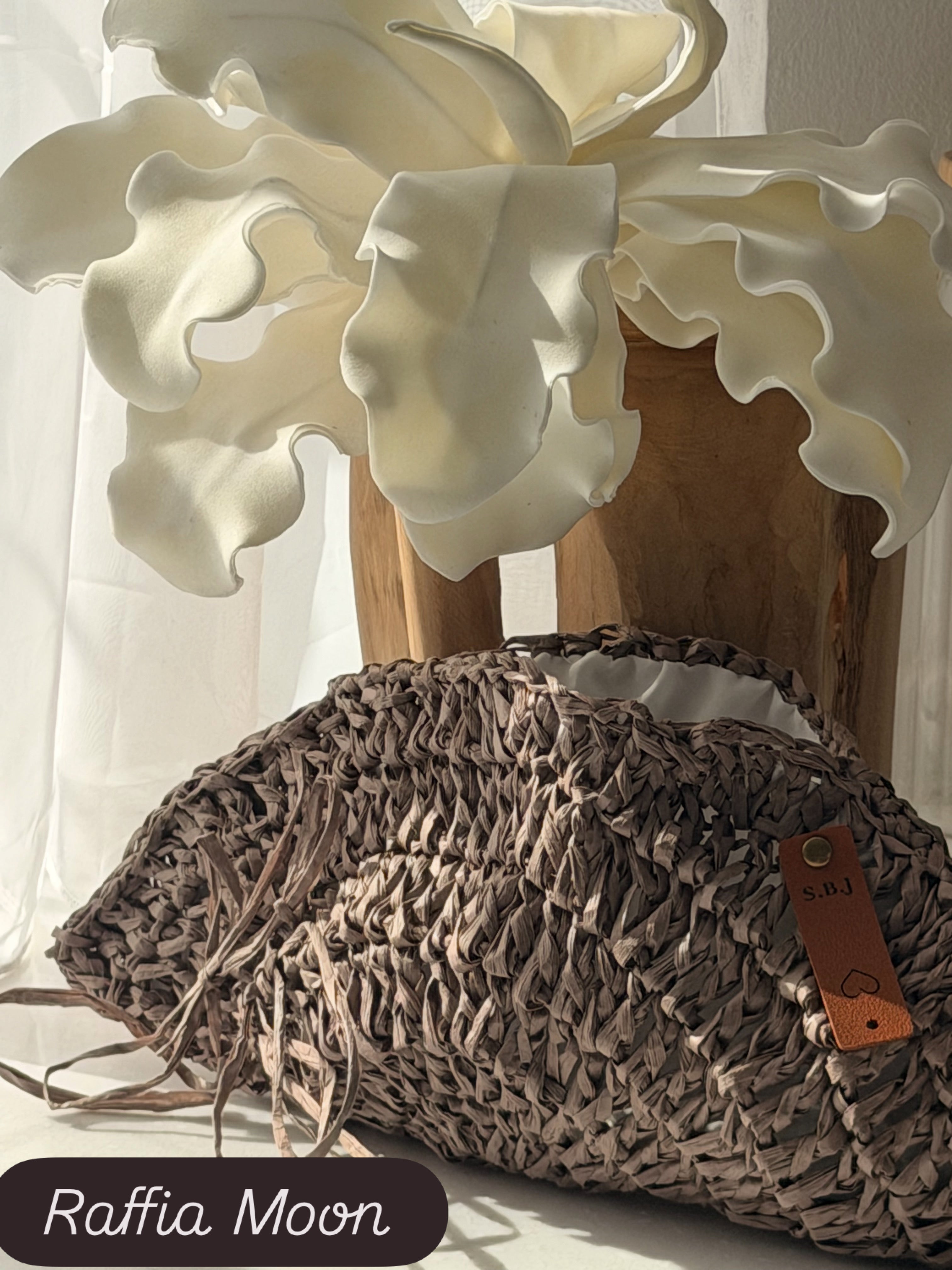 Raffia Moon Clutch